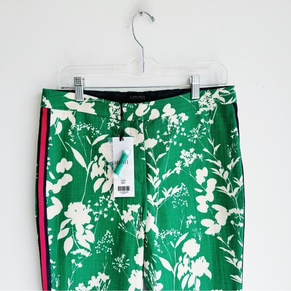 NWT CARLISLE COLLECTION Green Floral Print Pants 6 - Picture 2 of 5